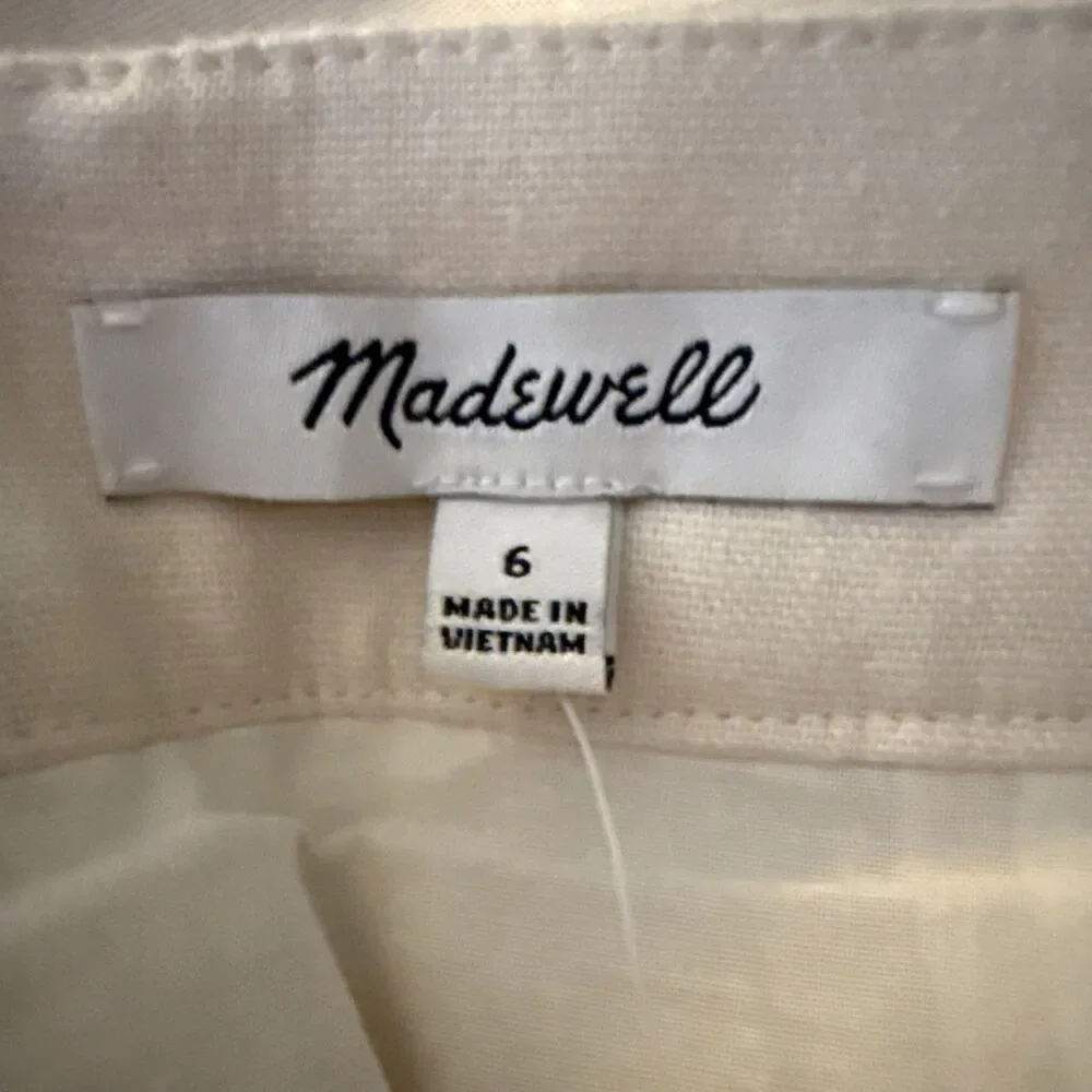 Madewell Linen Blend Side Button Midi Skirt Womens Sz 6 Cream Faux Wrap NEW